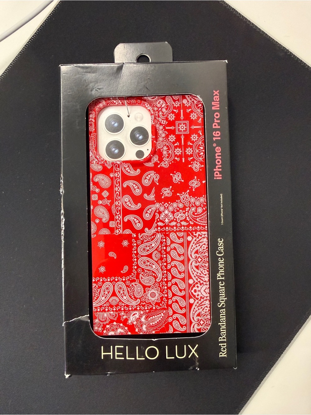 Hello Lux iPhone 16 Pro Max Case Red Bandana Paisley MagSafe Cover TPU